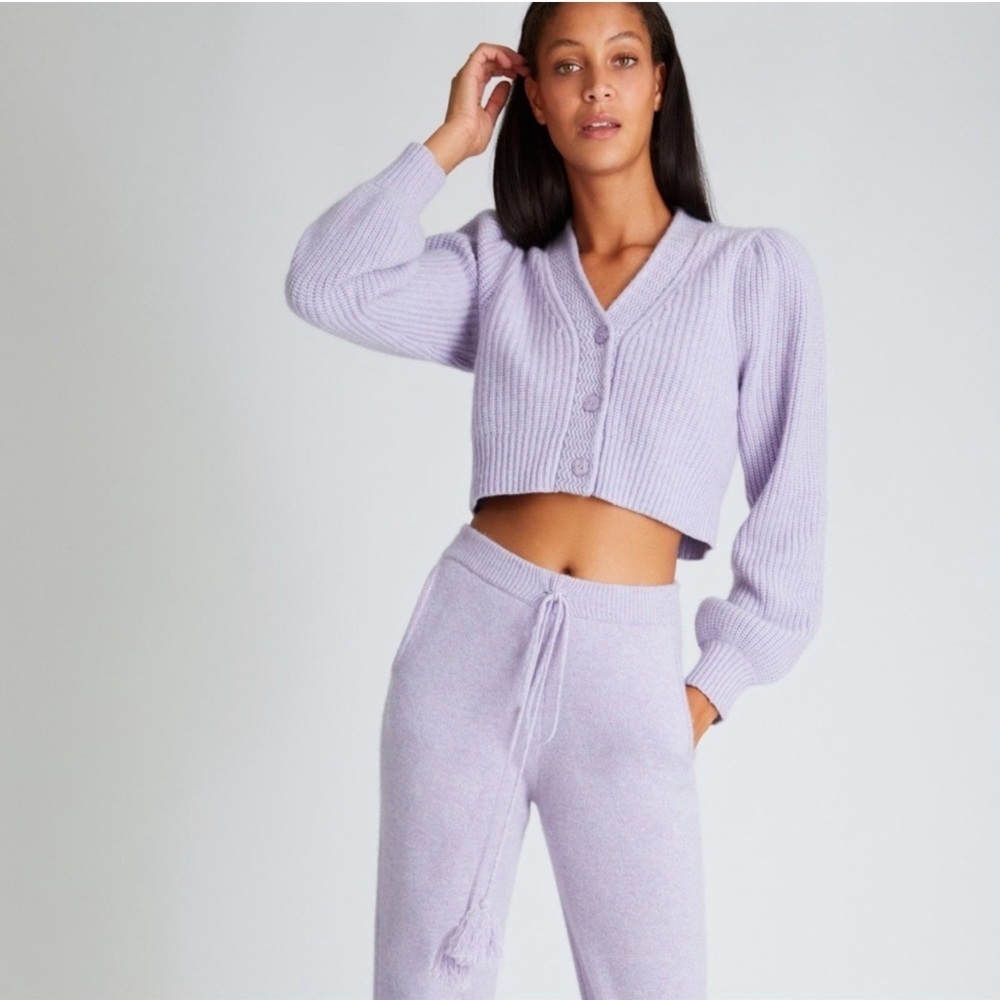 Loveshackfancy Avignon Cardigan Sweater French Lavender Xs